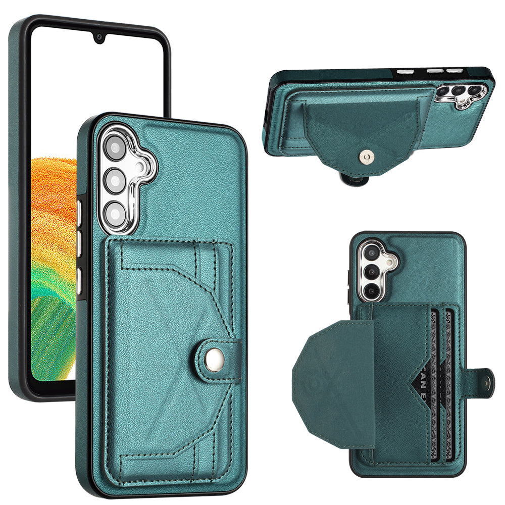 YB Leather Coating Series-4 for Samsung Galaxy A34 5G Leather Coated TPU Kickstand Case Card Slots Phone Cover YB Leather Coating Series-4 for Samsung Galaxy A34 5G Leather Coated TPU Kickstand Case Card Slots Phone Cover